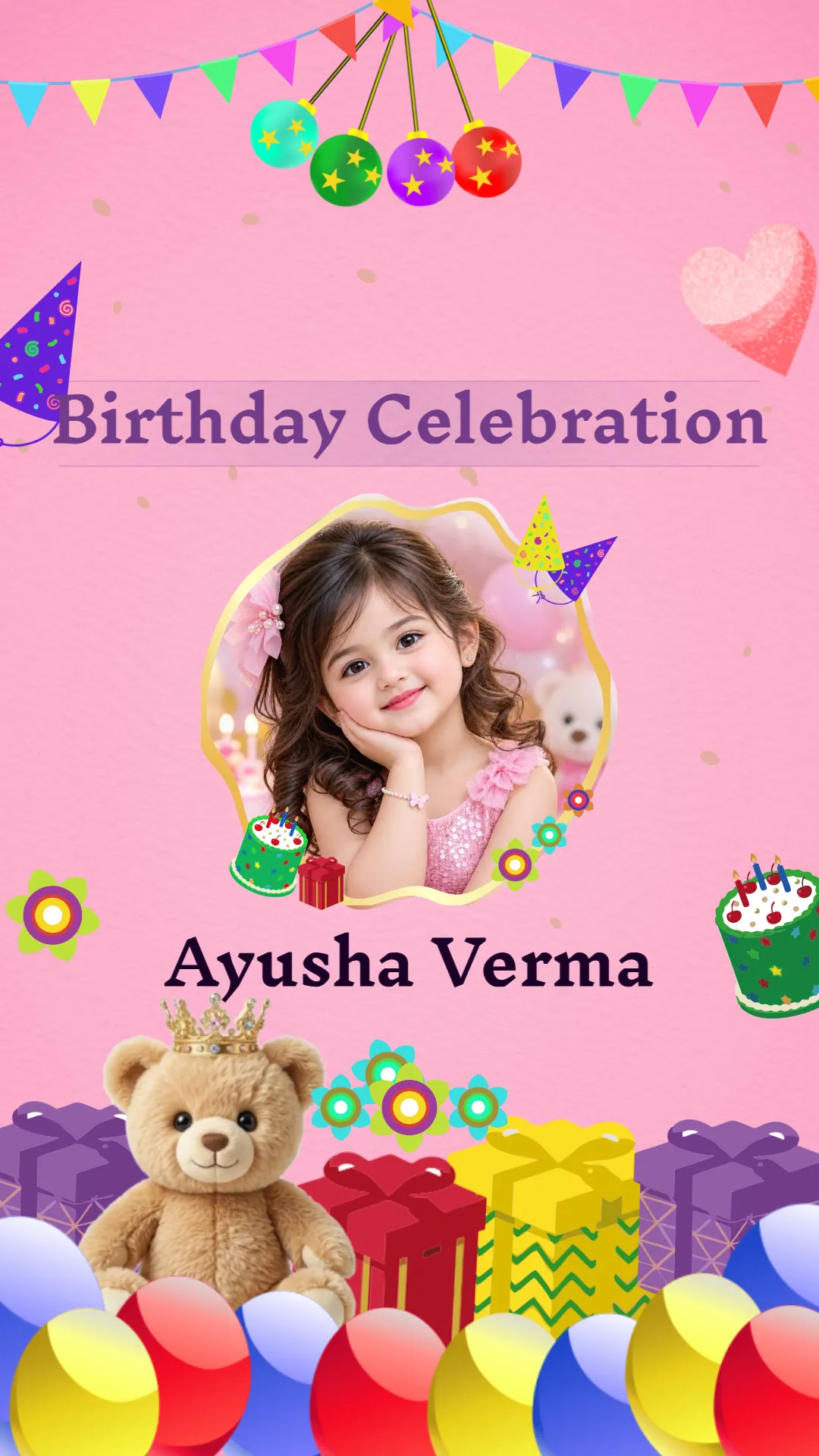 Colorful balloons and gifts kids birthday invite video