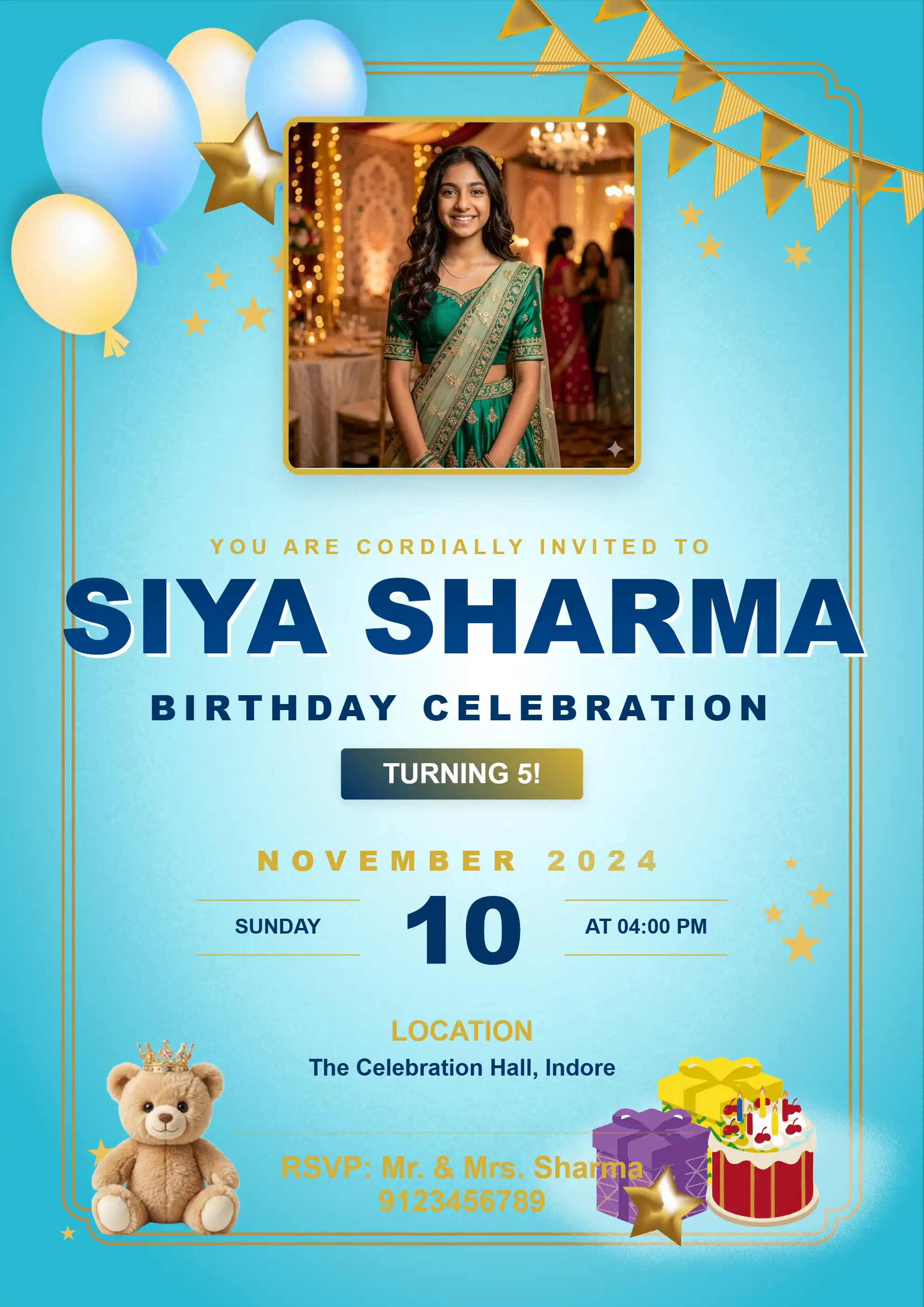 Birthday invitation card Hindi online free creator