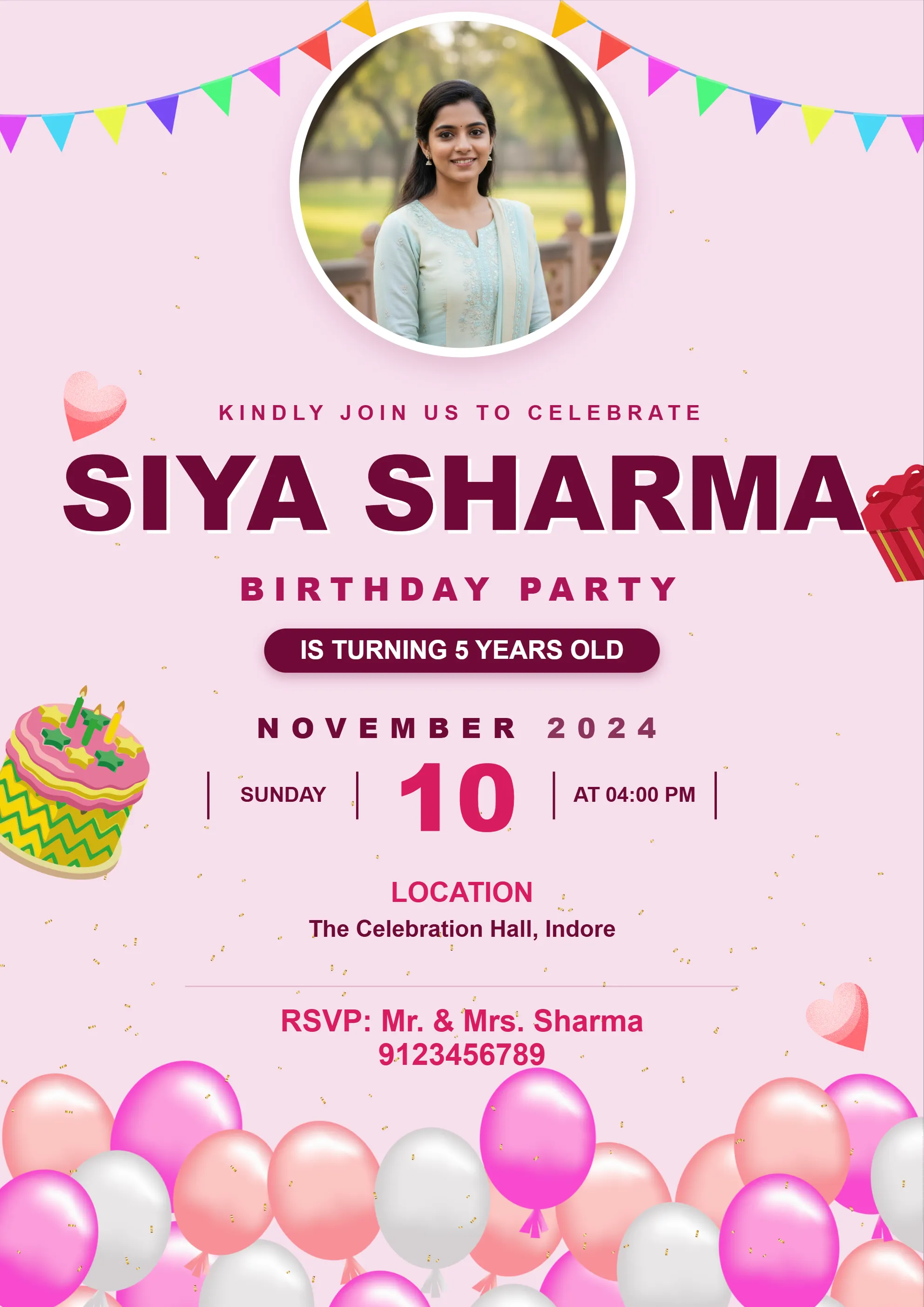 Digital birthday invitation card maker for mobile