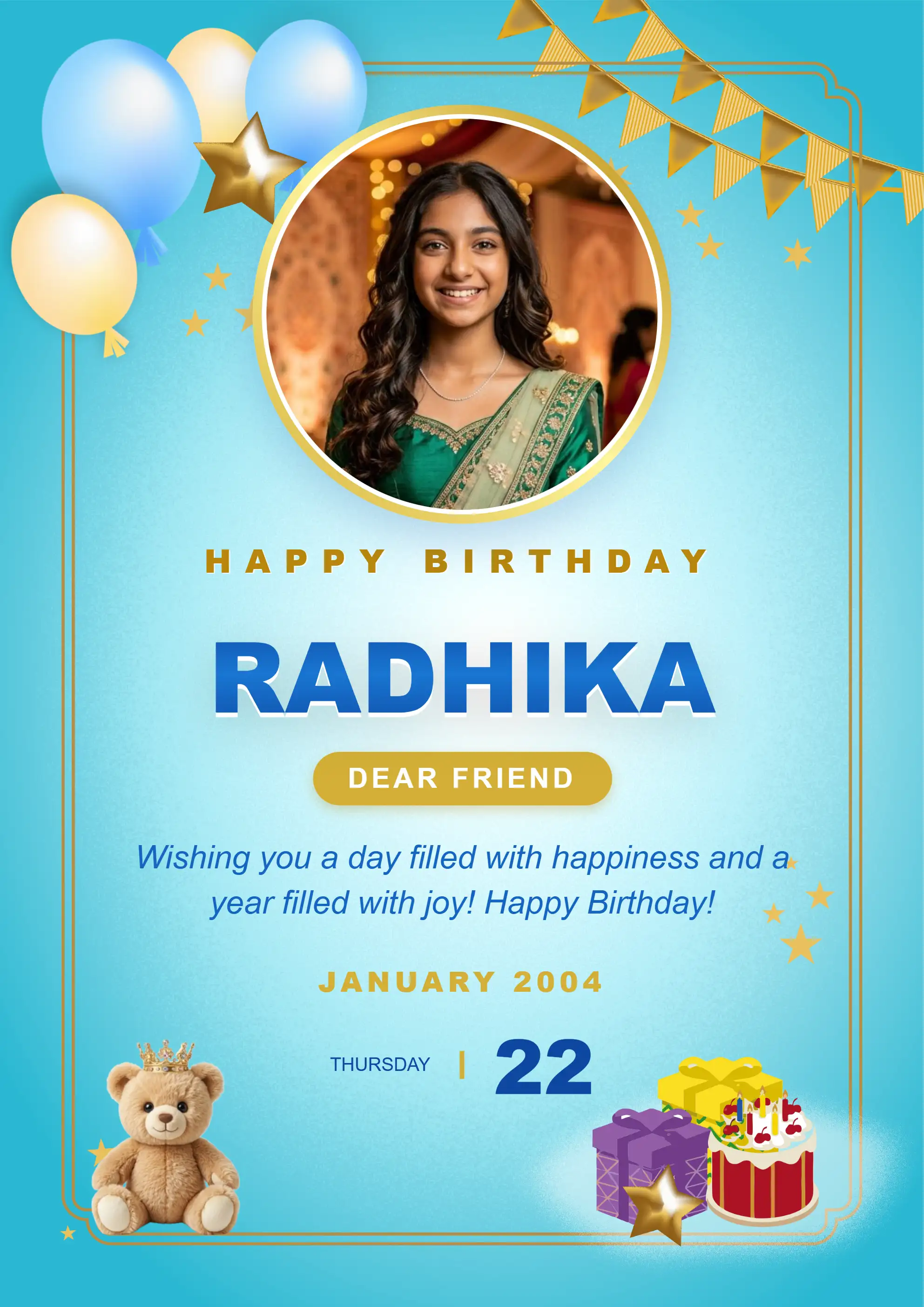 Classic white elegant birthday wish card with professional photo frame