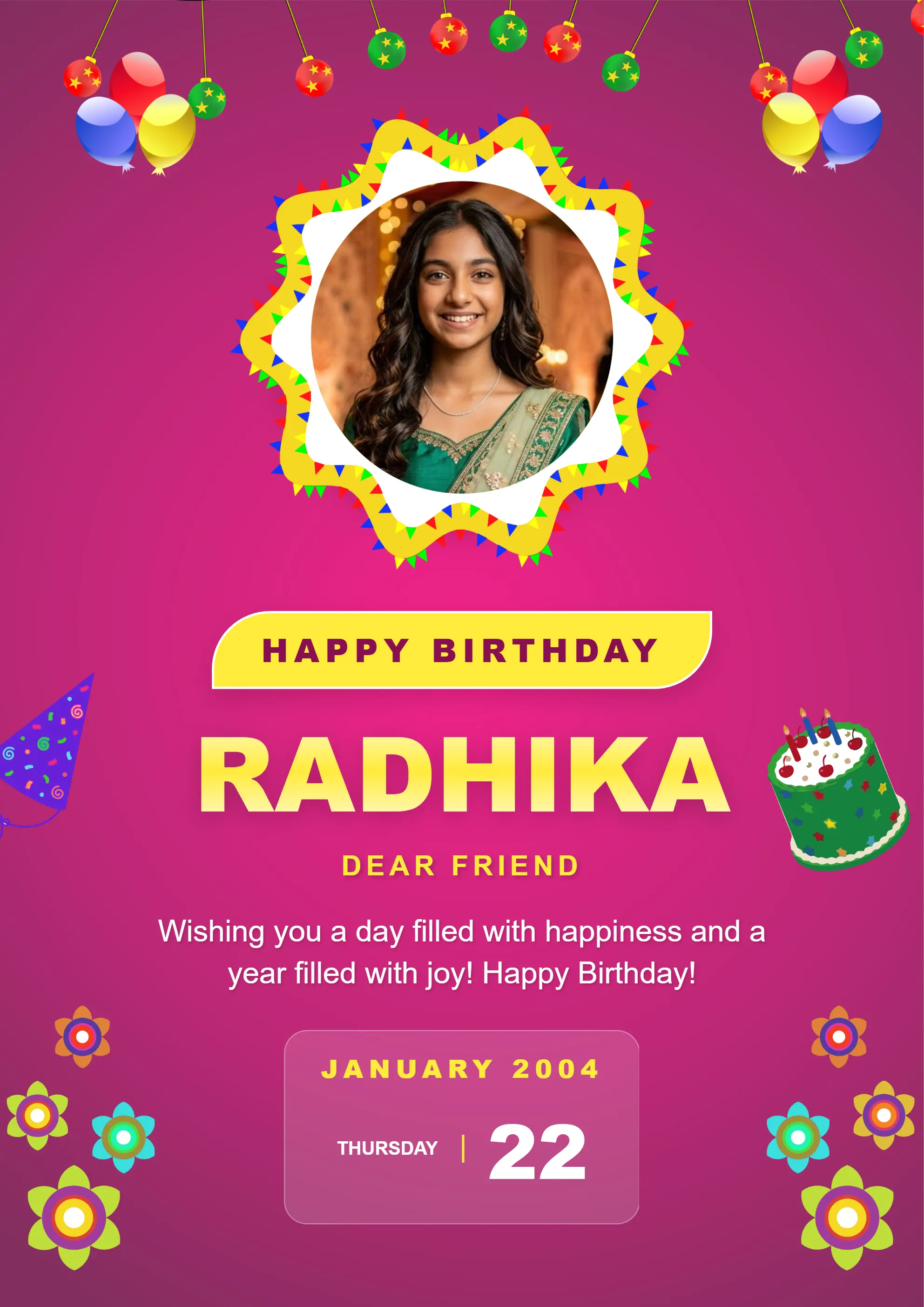 Grand bash birthday celebration wish poster with festive decorations